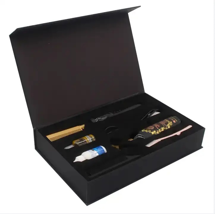 Black magnetic presentation box with a precision-cut insert