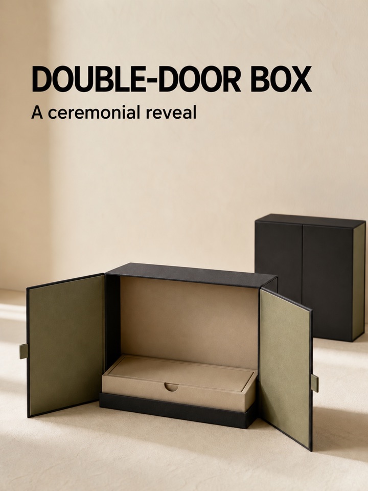 Black and olive double-door presentation gift box